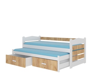 Pat copii ADRK TIARRO – 80x180 cm – Alb / Stejar Auriu – fotografie de catalog a modelului – prezentare suplimentară a modelului
