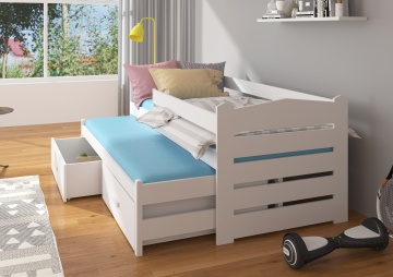 Pat copii ADRK TIARRO – 90x200 cm – Pin natural / Alb – imagine de prezentare din galeria produsului – vedere alternativă din galerie