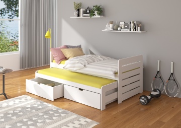 Pat copii ADRK TOMI – 90x200 cm – Alb – prezentare completă a produsului