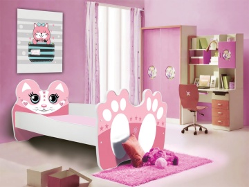 Pat copii ADRK Urs roz – 80x160 cm – cu somieră inclusă – Roz