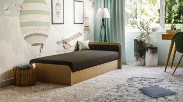 Pat ELTAP Parys, 80x190 cm, negru, Sawana 14 BONELL INTEGRATĂ – prezentare finală din galeria produsului – cadru alternativ al produsului