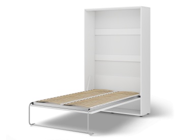 Pat rabatabil ADRK Vivario 120 – 120x200 cm – Alb – deschis, vedere trei sferturi asupra cadrului și somierei