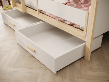 Pat supraetajat ADRK copii Jori – 80x170 cm – Alb / Pin – vedere generală a produsului – cadru alternativ al produsului