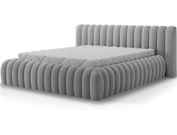 Pat tapițat ELTAP Carilla Bed, 160x200 cm, gri, Royal 04, CU SOMIERĂ METALICĂ, Mecanism pe gaz, CU LADĂ