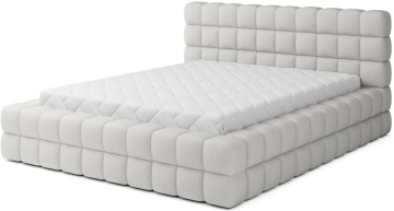Pat tapițat ELTAP Dizzle Bed, 140x200 cm, alb, Royal 01, CU SOMIERĂ METALICĂ, Mecanism pe gaz, CU LADĂ
