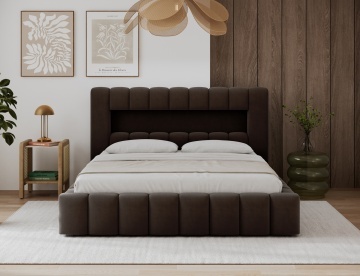 Pat tapițat ELTAP Lamica, 140x200 cm, maro închis, Monolith 29 – prezentare alternativă a modelului – cadru alternativ al produsului