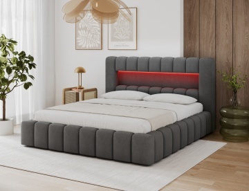 Pat tapițat ELTAP Lamica, 180x200 cm, gri închis, Monolith 97 – imagine de prezentare din galeria produsului – cadru alternativ al produsului