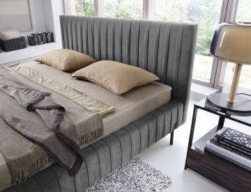 Pat tapițat ELTAP Plissa Bed, 140x200 cm, gri, Velvetmat 4 – prezentare vizuală a designului