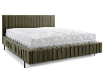 Pat tapițat ELTAP Plissa Bed, 140x200 cm, verde, Nube 33, CU SOMIERĂ METALICĂ, Mecanism pe gaz, CU LADĂ