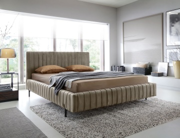 Pat tapițat ELTAP Plissa Bed, 160x200 cm, maro deschis, Nube 20 – fotografie de catalog a modelului