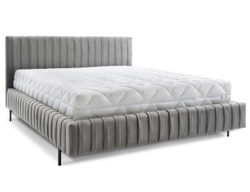 Pat tapițat ELTAP Plissa Bed, 180x200 cm, gri, Nube 5, CU SOMIERĂ METALICĂ, Mecanism pe gaz, CU LADĂ