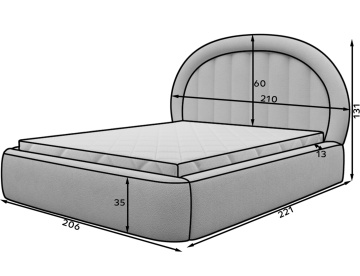 Pat tapițat ELTAP Tapedo Bed, 180x200 cm, gri, Xillar 04 – prezentare tehnică sau de produs din galerie