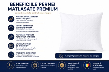 Beneficiile pernei matlasate premium 70x70 cm cu fibră siliconică virgină și materiale premium