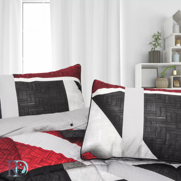 Set lenjerie de pat Atina cu pilotă inclusă, 100% bumbac satin, gri / bordo, Roxyma Dream – prezentare vizuală a produsului
