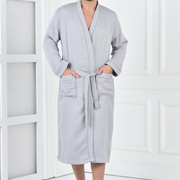 Halat de baie barbati, ecocotton alessa, 100% bumbac, albastru deschis, ECTH-34