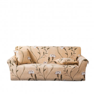 husa canapea 2 locuri culoare crem / alb