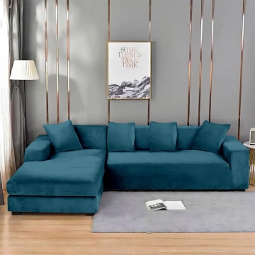Husă elastică pentru colțar din catifea turcoaz | Universală | Set 2 piese + 2 fețe de pernă | Johnny Home – fotografie de prezentare a produsului