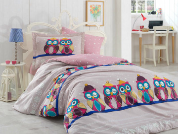 Lenjerie de pat, 100% bumbac, tesatura poplin, pat 1 persoana, 3 piese, roz, Linda, HB1-14