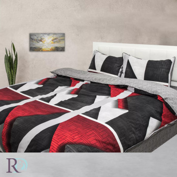 Lenjerie de pat Atena, 100% bumbac satin, gri / negru, Roxyma Dream – imagine de catalog a produsului
