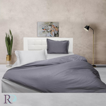 Lenjerie de pat cu 2 fețe, 100% bumbac satin, gri, Roxyma Dream – fotografie de prezentare a produsului