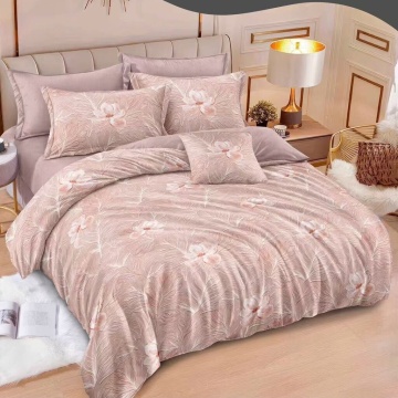 Lenjerie de pat cu elastic, policoton, 2 persoane, 6 piese, roz, Elegant Home Pucioasa, T364