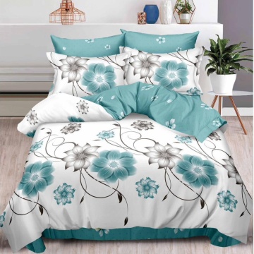 Lenjerie de pat Johnny Home Pucioasa, 6 piese, finet, model floral turcoaz/alb, 2 persoane