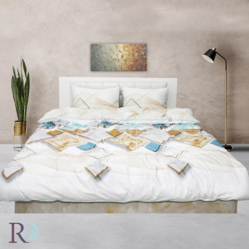Lenjerie de pat Marble, 100% bumbac satin, alb / auriu, Roxyma Dream