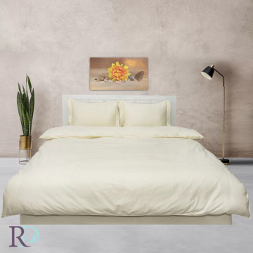 Lenjerie de pat uni, 100% bumbac satin, crem, Roxyma Dream