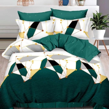 Lenjerie Finet 6 Piese Verde | Green Geo Matrix | Johnny Home