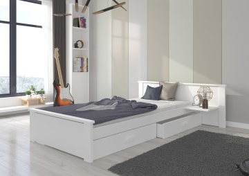 Pat copii ADRK ALDEX – 80x180 cm – cu somieră inclusă – cu ladă de depozitare – Alb – 139