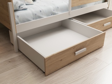 Pat copii ADRK Kalia – 80x180 cm – Alb / Stejar – vedere generală a produsului – cadru alternativ al produsului