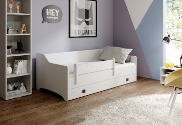 Pat copii ADRK NAOMI – 80x160 cm – Alb / Gri – prezentare completă a produsului