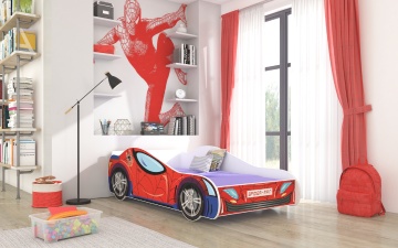 Pat copii ADRK SPIDER – 80x160 cm – cu somieră inclusă – Roșu