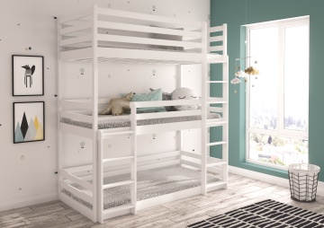 Pat copii ADRK TEDRO – 90x200 cm – cu somieră inclusă – Alb – SKU CH-Ted-W-208+M-E758