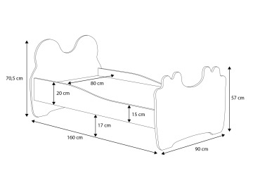 Pat copii ADRK Urs albastru – 80x160 cm – Albastru – prezentare alternativă a modelului