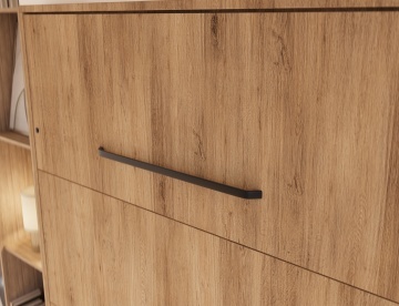 Pat rabatabil ADRK Vivario 120 – 120x200 cm – Stejar Artisan – detaliu al mânerului negru și al frontului