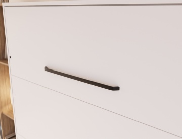 Pat rabatabil ADRK Vivario 140 – 140x200 cm – Alb – detaliu al mânerului negru și al frontului