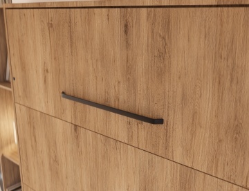 Pat rabatabil ADRK Vivario 140 – 140x200 cm – Stejar Artisan – detaliu al mânerului negru și al frontului