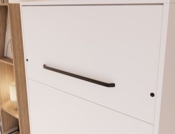 Pat rabatabil ADRK Vivario 90 – 90x200 cm – Alb – detaliu al mânerului negru și al frontului