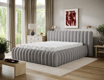 Pat tapițat ELTAP Carilla Bed, 140x200 cm, gri, Coralline 03 – prezentare vizuală a designului