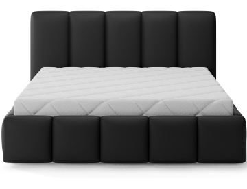 Pat tapițat ELTAP Edvige, 140x200 cm, negru, Soft 11 – vedere frontală pe fundal alb – prezentare suplimentară a modelului