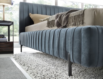 Pat tapițat ELTAP Plissa Bed, 140x200 cm, albastru, Velvetmat 100 – prezentare tehnică sau de produs din galerie