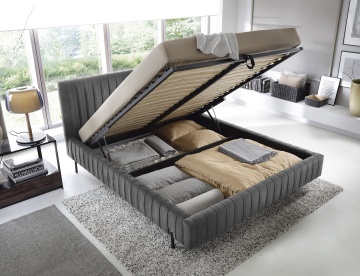 Pat tapițat ELTAP Plissa Bed, 160x200 cm, gri, Velvetmat 4 – prezentare finală din galeria produsului