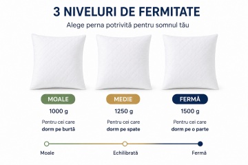 Pernă matlasată premium 70x70 cm disponibilă în variante moale, medie și fermă