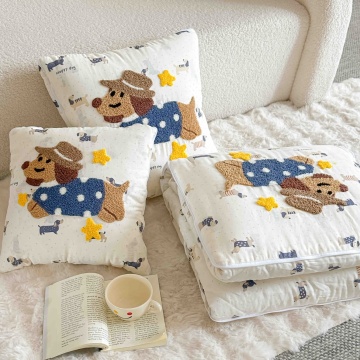 Pilotă copii JoJo Home 2 în 1, alb, 150x200 cm - pernă decorativă și pilotă pliată