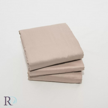 Cearceaf de pat, 100% bumbac, tesatura satin, maro deschis, Roxyma Dream