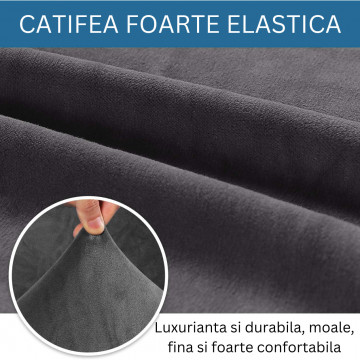 husa din catifea canapea 2 locuri culoare gri