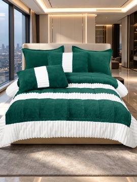 Lenjerie Cocolino blăniță artificială de iepure, 6 piese cu pilotă și elastic, Verde smarald – Johnny Home ib-05