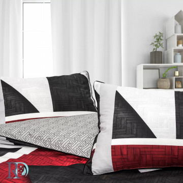 Lenjerie de pat Atena, 100% bumbac satin, gri / negru, Roxyma Dream – prezentare vizuală a produsului