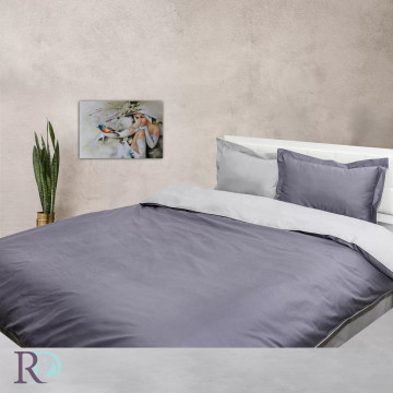 Lenjerie de pat cu 2 fețe, 100% bumbac satin, gri, Roxyma Dream – imagine de catalog a produsului